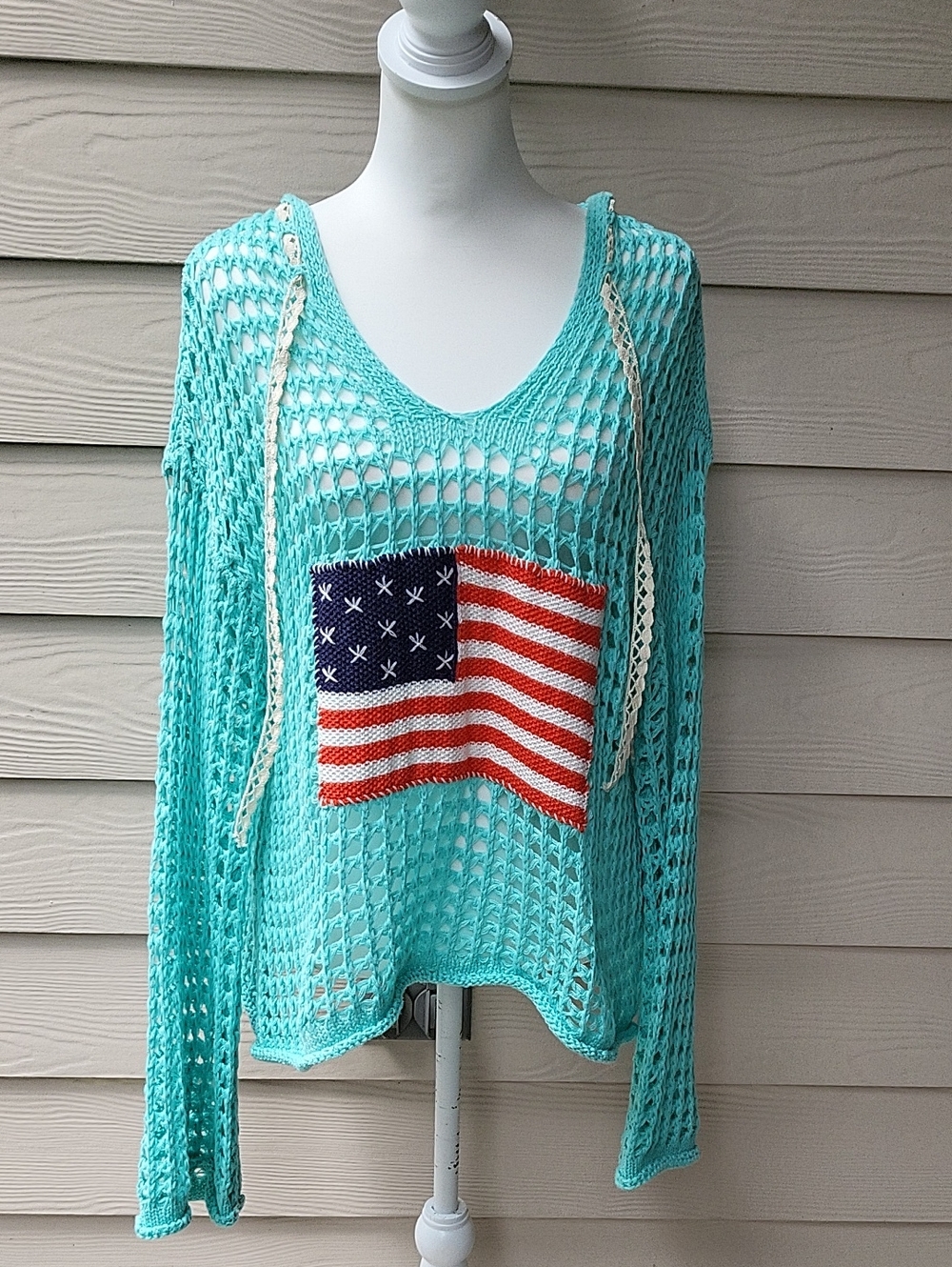 POL Crochet Open-Front Cardigan, Cream, Size Small